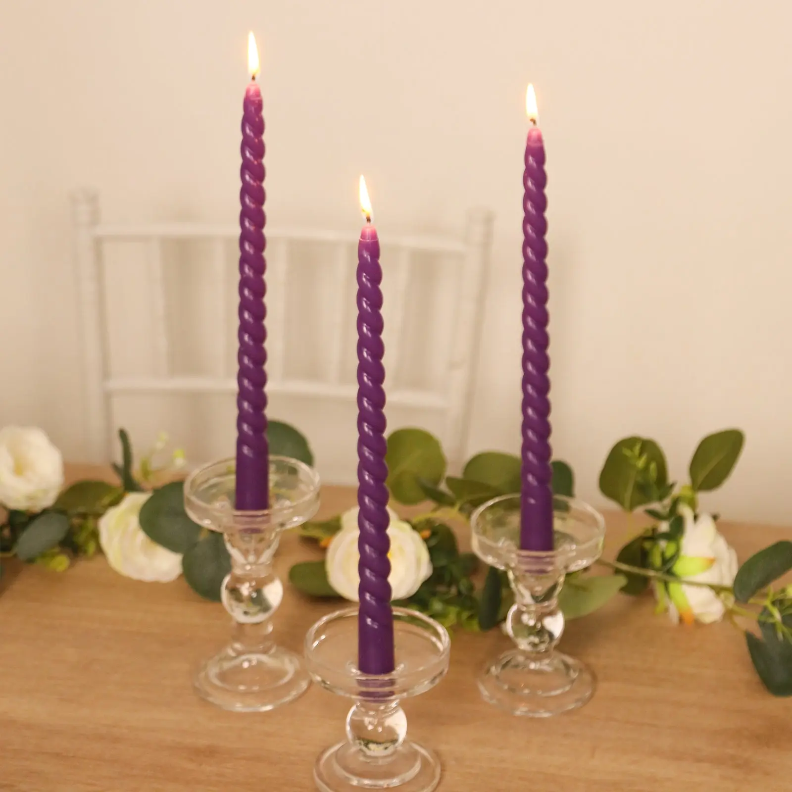 12-Pack 11" Purple Taper Candles - Premium Unscented Wax, Spiral Long-Burn Wick, Home Decor Supplies for Wedding Centerpieces, Birthday, Dinner Candle Sticks, Colored Wax Candles