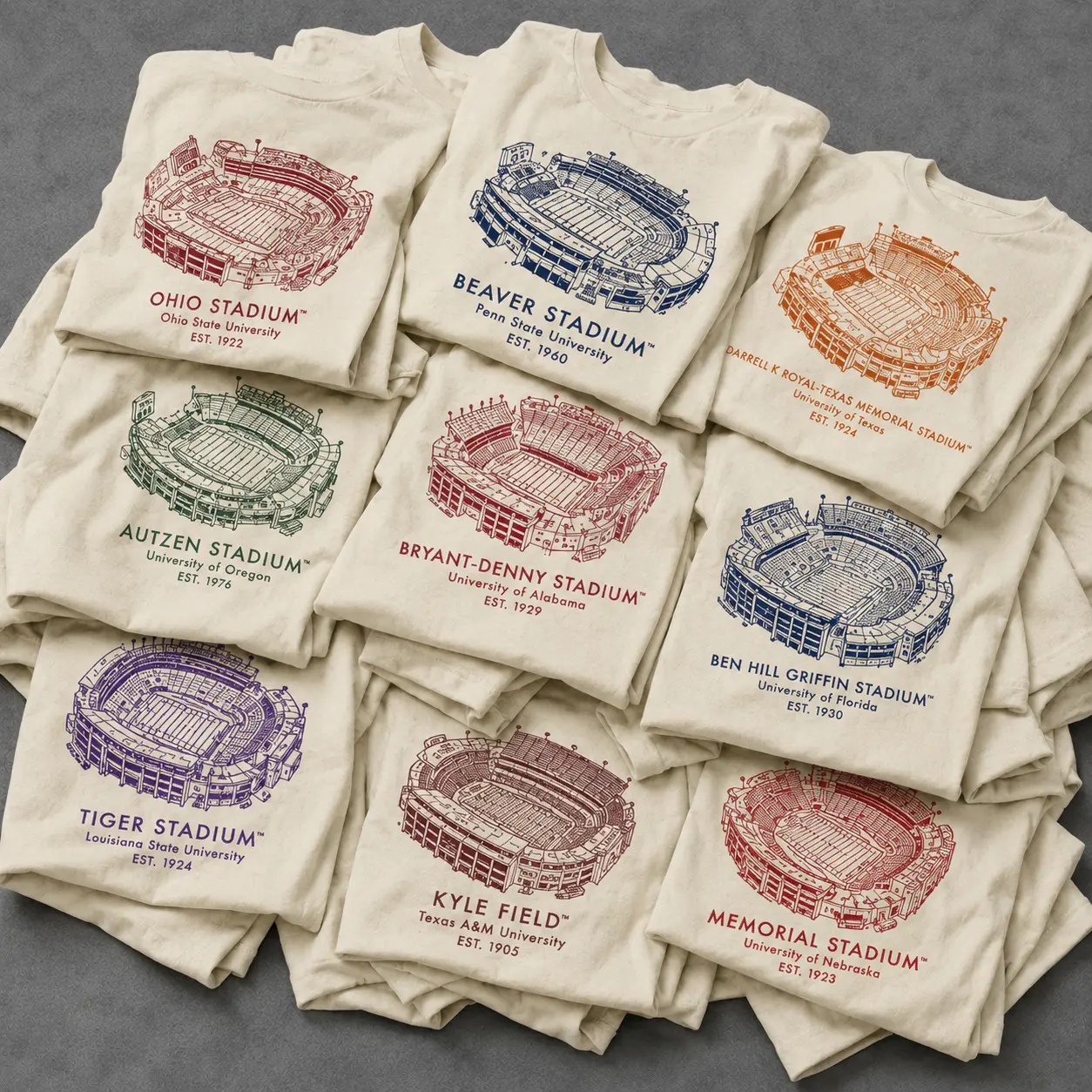 Vintage College Football Stadium T-Shirt, Retro Campus Stadium Graphic Tee, University Inspired Shirt, Soft Unisex Cotton Tee, Game Day Gift