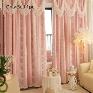 1 count Luxury Korean Style Floral Blackout Window Cover Curtains, Blackout Covers, Elegant Drapes for Living Room & Bedroom, Perfect Home Decor Accessories