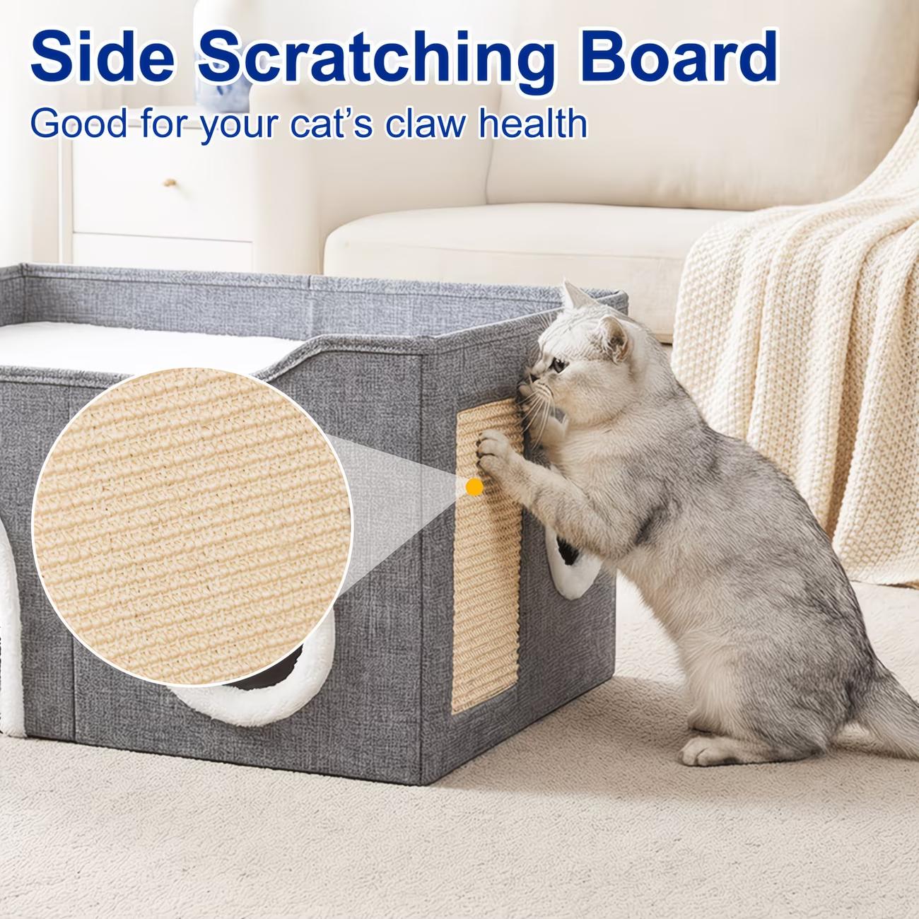 Double-Layer Foldable Cat House | Semi-Enclosed Bed & Sisal Scratcher | For Anxious Cats