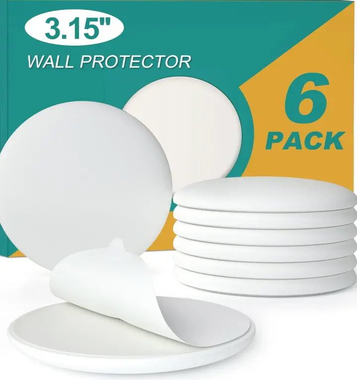 [3.15"] Door Stoppers Wall Protector, 6 Pcs Large White Silicone Door Bumpers with Strong Thickened Adhesive,Shock Absorbent Door Knobs Wall Protectors to Cover up Damage and Protect Wall Surfaces