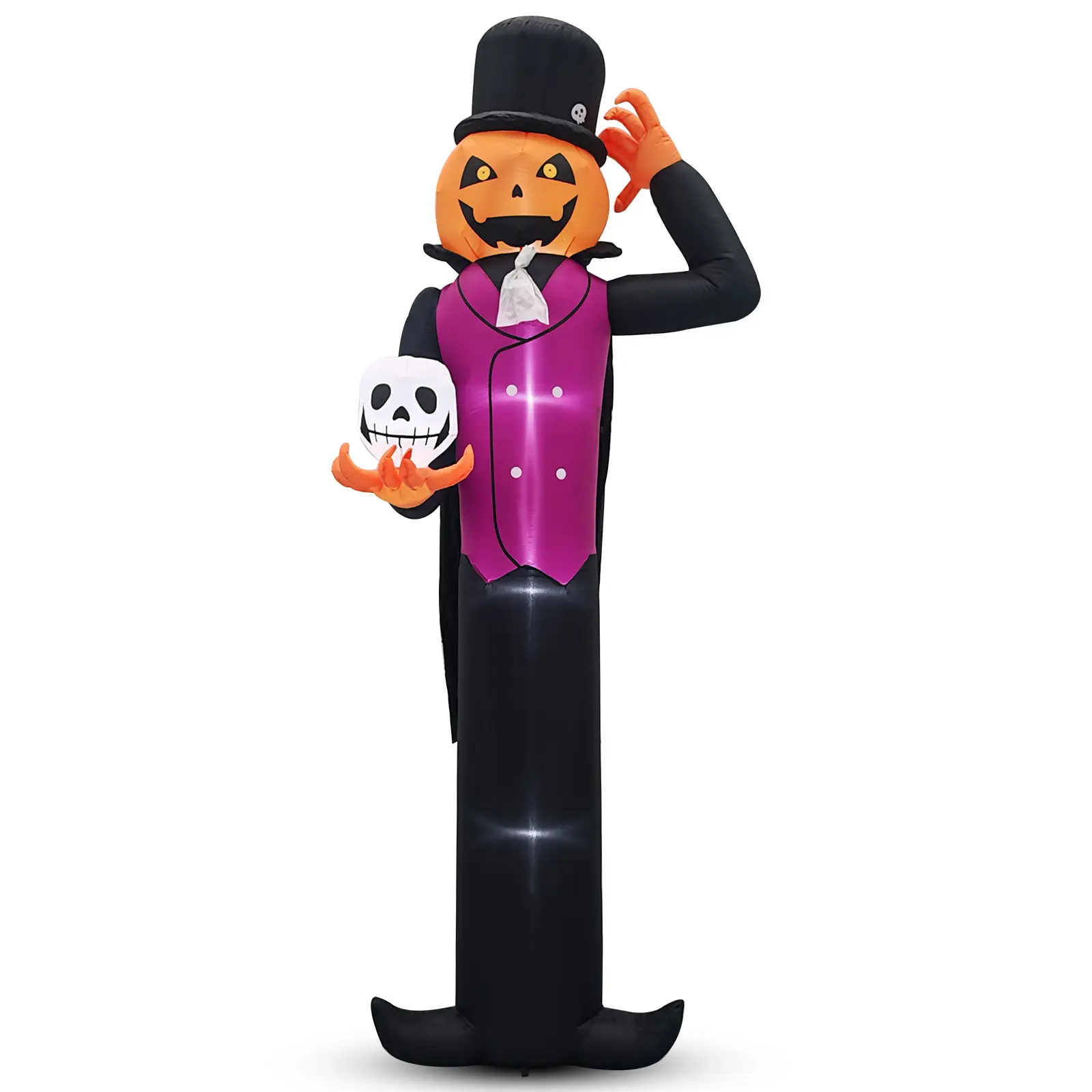 Ubesgoo 12FT Giant Halloween Inflatable Blow Up Decorations, Pumpkin Man Holding Skull with Built-in LEDs for Holiday Party Garden Lawn Yard Patio Décor