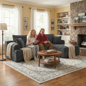 95"L L-shaped modular sofa - Modern living room design - Comfortable - Noassembly required - Popular non-rigid combination sof entendencia big comfy couch