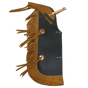 HILASON Pro Rodeo Bull Riding Chaps Leather Kids Junior Youth Black | for Men and Women Western Unisex