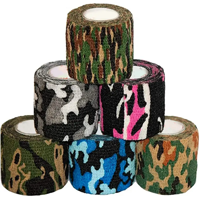 6-Pack Horse Veterinary Self-Adhesive Bandage Wrap – Strong Cohesive Athletic Tape, Sports Tape, Trainer Bandage, Individually Wrapped Rolls, Camo/Rainbow Colors, No Clips or Fasteners, Ideal for Horses, Ankles & Wrist Support