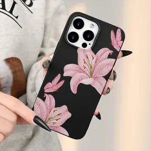 Liquid Large Hole Butterfly Lily Pattern Shockproof Phone Case Cover for iPhone 15 15 Plus 15 Pro 15 Pro Max 11-16 Promax Gift