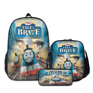 3PCS Thomas-&-Friends-Backpacks for Girls Set, Cute School Backpack for Girls Boys with Lunch Box and Pencil Case, Aesthetic Bookbag for Teens, Lightweight Classic Backpack for Travel, Work, Picnic A-80