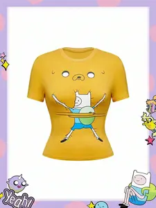 Adventure Time Spring Summer Casual Graphic Women Y2K Cute Funny Novelty Cartoon Graphic T-Shirt for Trendy Streetwear Outfits  Spring Summer Adventure Time Women Y2K Cute Funny Novelty Cartoon Graphic T-Shirt for Casual Outfits and Everyday Comfortable W