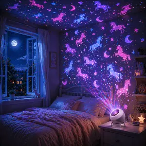 Unicorn Star Projector, Night Light Projector, Decorative Atmosphere Lamp, USB Powered, 360 Degree Adjustable, Filled With Unicorn Patterns, Creates A Warm Atmosphere, Suitable For Bedroom Relaxation, Party Decoration, Home Decor, Gift Choice