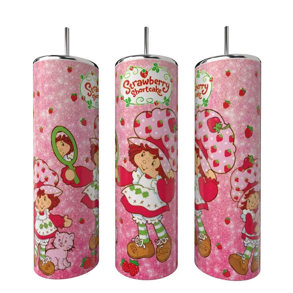 Strawberry Shortcake 20oz skinny Tumbler Drinkware Flasks Insulated Lid Coffee Portable