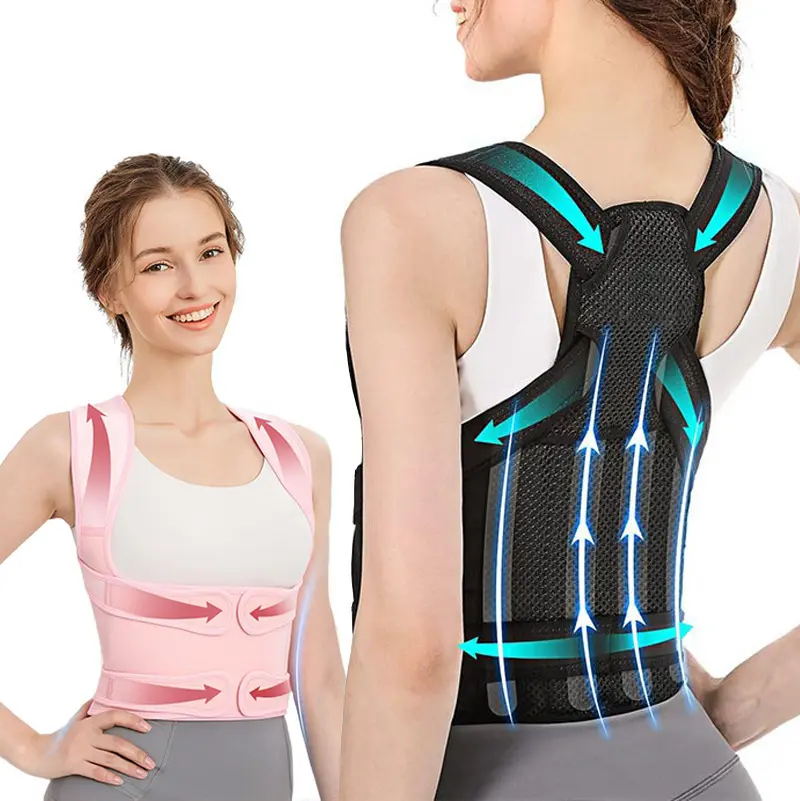 Posture Corrector Back Brace Support, Adjustable Upper Back Straightener, Black