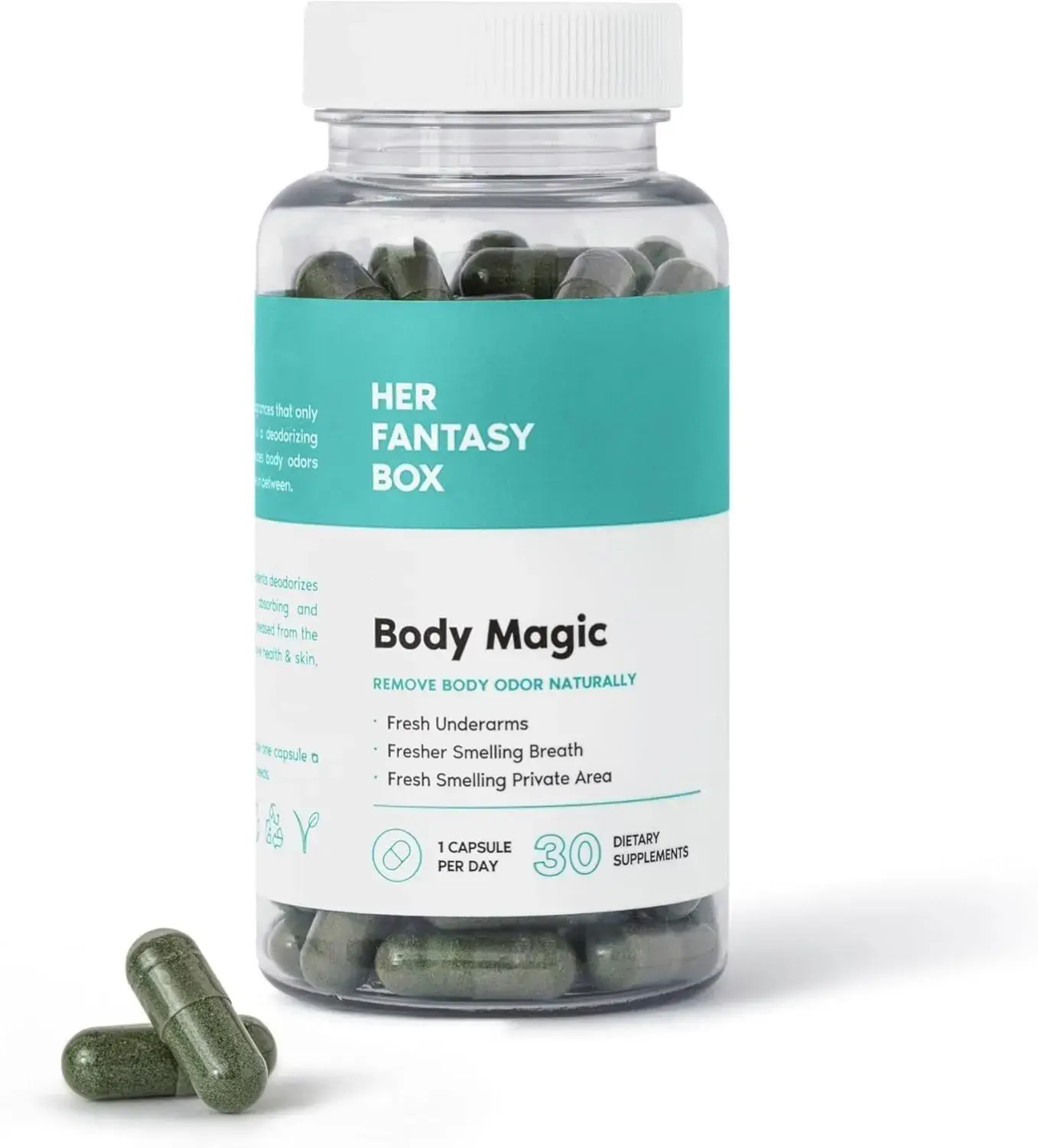 Body Magic Chlorophyll Capsules for Detox, Digestion, Gut Health, and Skin Support, Natural Energy Booster for Oily Skin, 30 Vegan Capsules