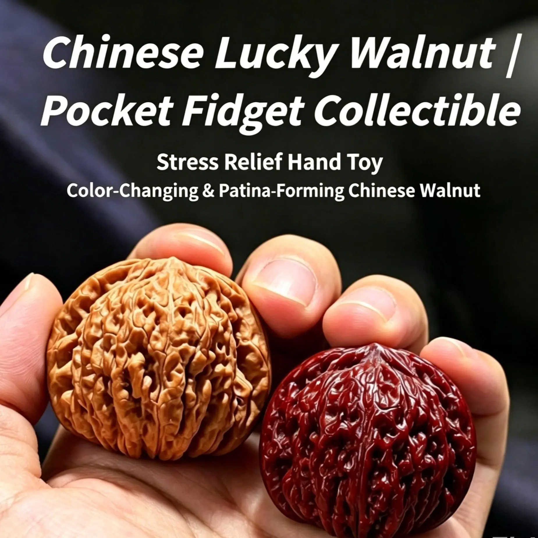 Pocket-sized stress fidget toyBeginner Set Plan (A) Stress Relief Walnut Trainer Natural Patina Hand toy Chinese Wenwan Walnut Gift Pack for new starers, husband and wife gifts，Natural Collectible,Wellness  Inner peace  Mindfulness Therapeutic hand play