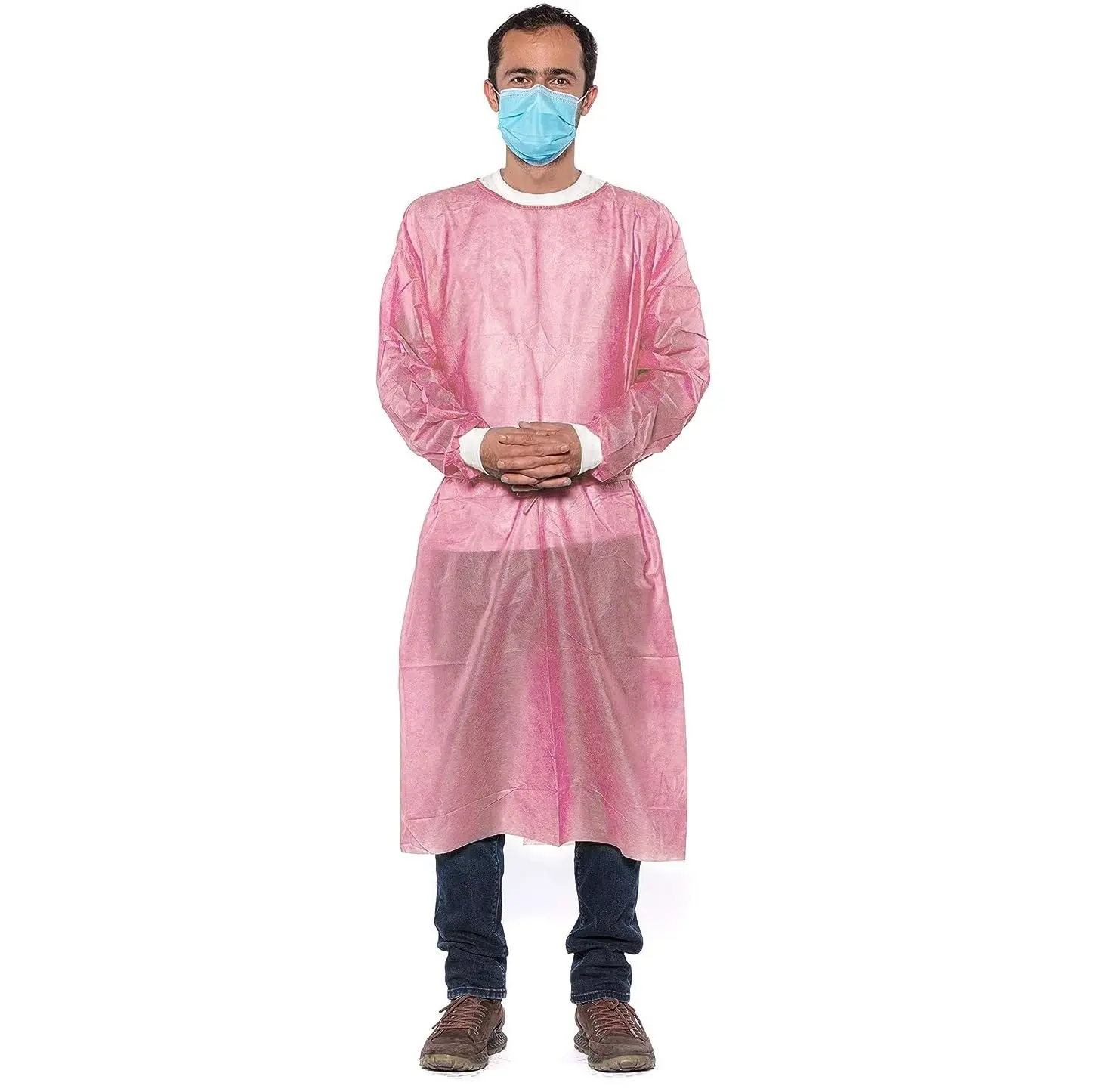 5 Pack Medical Isolation Gowns Disposable Hospital-Grade Surgical Lab Coat Essential PPE by PlastCare USA