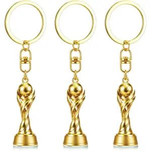 3 PCS 1:1 Replica 3D World Cup Trophy Golden Keychain Set Charm, Premium Zinc Alloy Football Fan Gift, Sports Event Keys for Backpacks, Bags, Fans & Collectors Souvenir 4*1.85inch