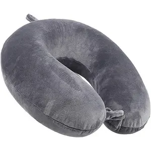 100% Pure Comfortable U Shape Memory Foam Travel Pillow Neck and Head Support Portable Neck Pillow Suitable for Airplane Train Self-Driving Car Travel (Grey)
