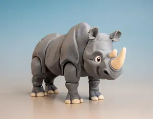 Articulated Rhino 3D Printed Figurine – Poseable Wildlife Desk Toy