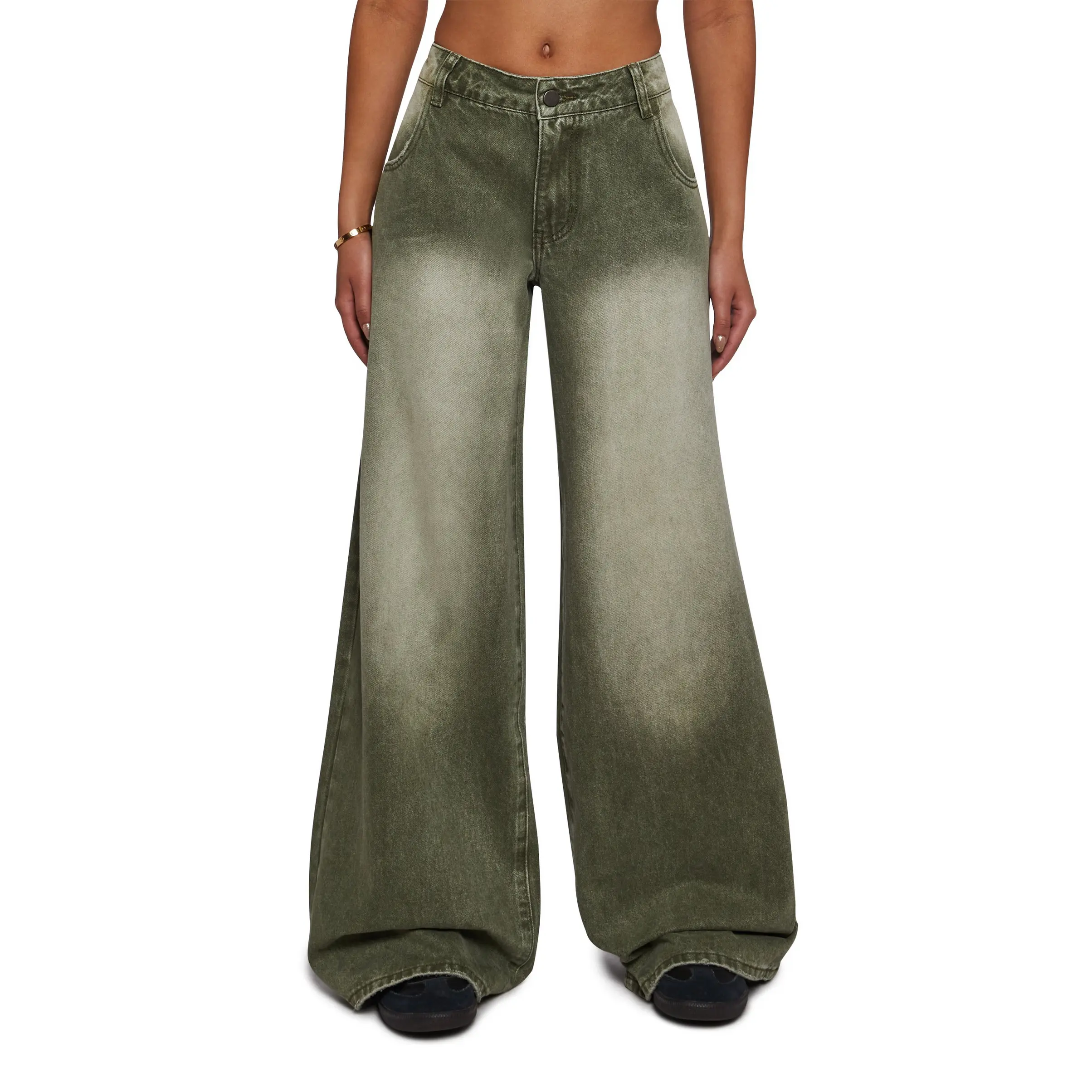 Sinful Attitude Wide Leg Jeans - Green