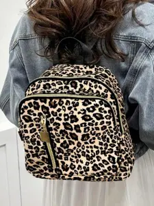 Leopard Print Mini Backpack, Lightweight New School Bag, Zip Front Student Bookbag, Ideal for Outdoor Activities, Travel, and Back-To-School, Casual Lightweight Backpack, Travel Backpacks