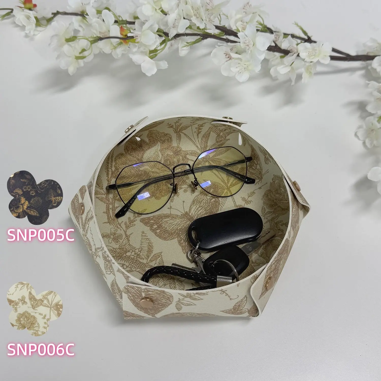 Circular Leather Desktop Organizer, Fashionable Home Storage Tray, Key and Jewelry Sorter, Ideal for Living Room and Entryway