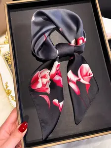 Ditsy Floral Print Square Scarf, Fashionable Trendy Soft Comfortable Boho Style Scarf for Women & Girls, Casual Versatile Scarf for Daily Wear, Fashion Accessories for Birthday Gift