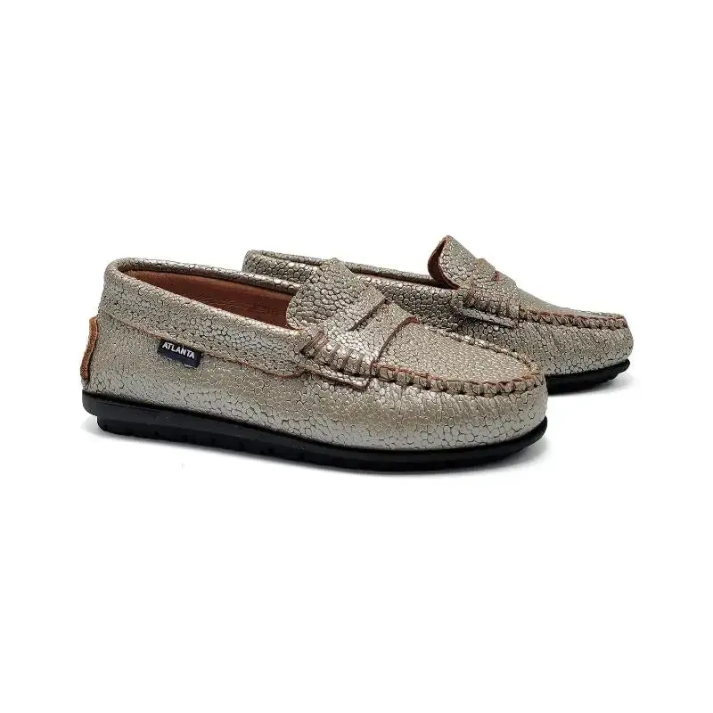 Atlanta Mocassin Taupe Metallic Penny Loafer