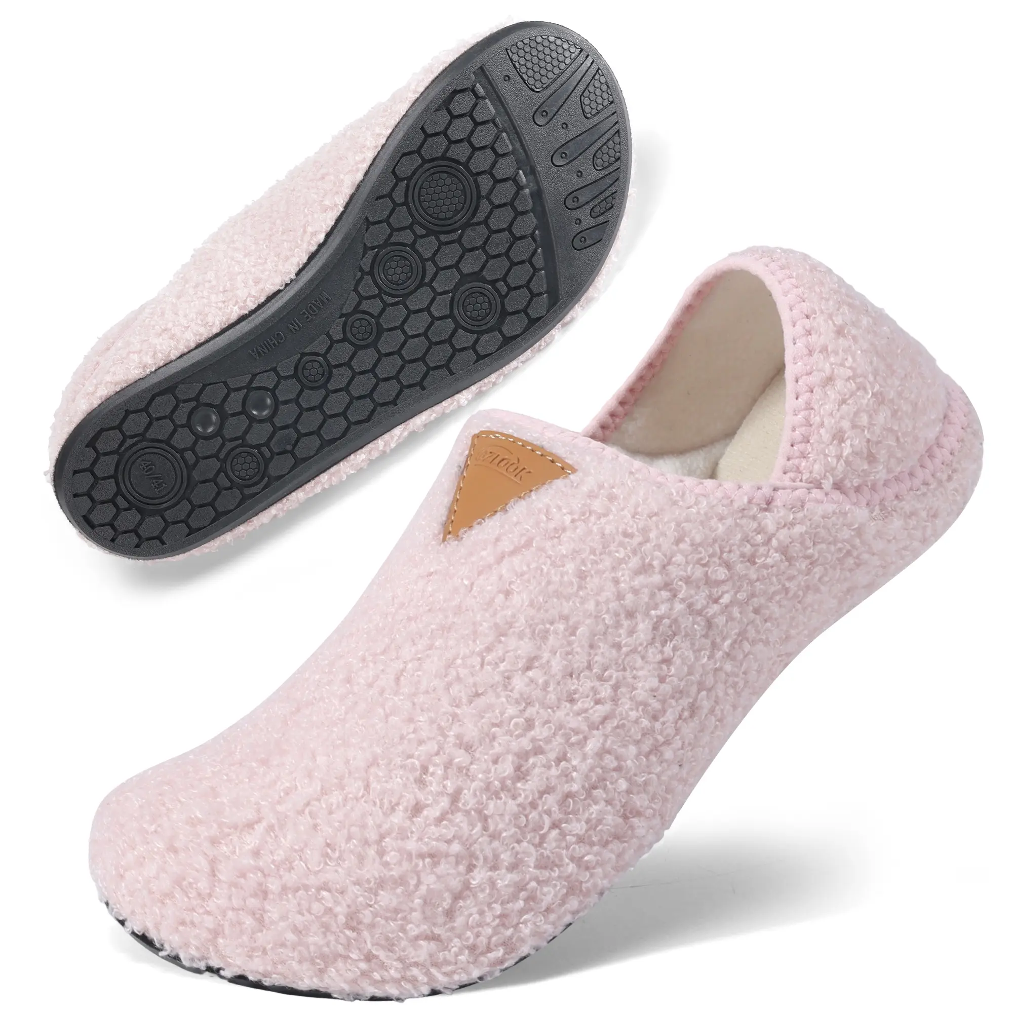 Unisex Short Length Indoor Warm Slippers, Plush Lined Sock-Style Fit Home Shoes with a Non-Slip Soft Rubber Sole, Footwear, Casual Wear, From Living Room To Hotel Floors
