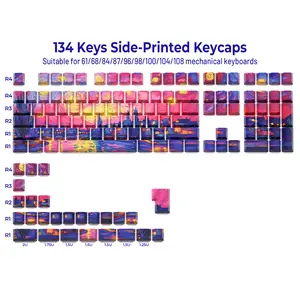 XVX Van Gogh's Starry Night Cherry Profile Double shot Dye-Sub PBT Keycap Set 134-Key （only keycap, not include a keyboard） Mx Clones
