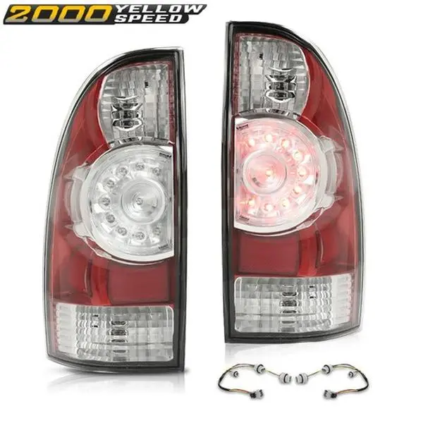 LED Rear Tail Light Lamps, 1 Pair LH+RH Side Red Chrome Durable Units, Direct Pricing for 2005-2015 Toyota Tacoma