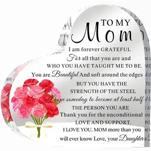 To My Mom Gift Birthday Gifts for Mom from Daughters Sons Meaningful Gifts for Mother Acrylic Heart Sign for Mom Mother's Day Gift (Stylish Style)