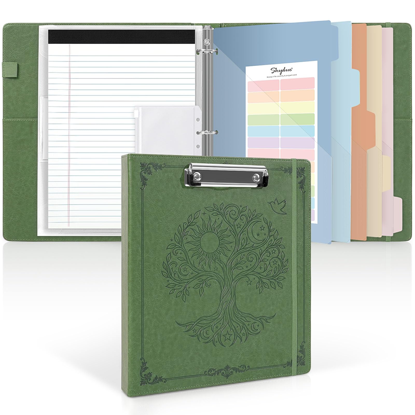 SKYDUE 1 Inch PU Clipboard Binder with Refillable Notepad, 5 Dividers, 10 Pockets & Labels, Letter Size,back to school,back to school shopping SKYDUE 1 Inch PU Clipboard Binder with Refillable Notepad, 5 Dividers, 10 Pockets & Labels, Letter Size,back to school,back to school shopping