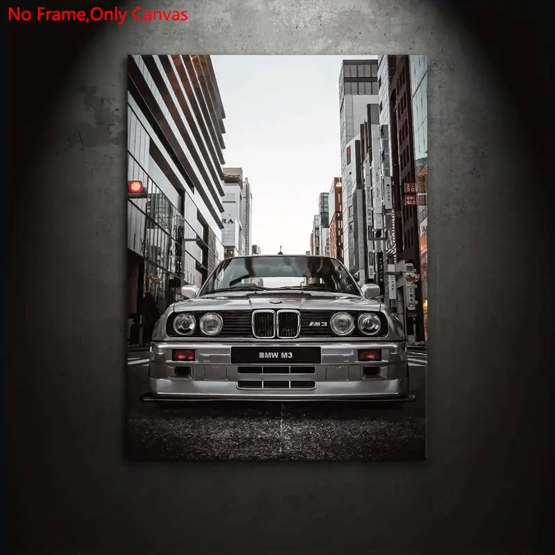 1 piece/set frameless canvas painting print poster, classic realistic art, performance car E30 M3, ideal gift for vintage car culture enthusiasts, bedroom, living room, Modern home decor, wall decoration