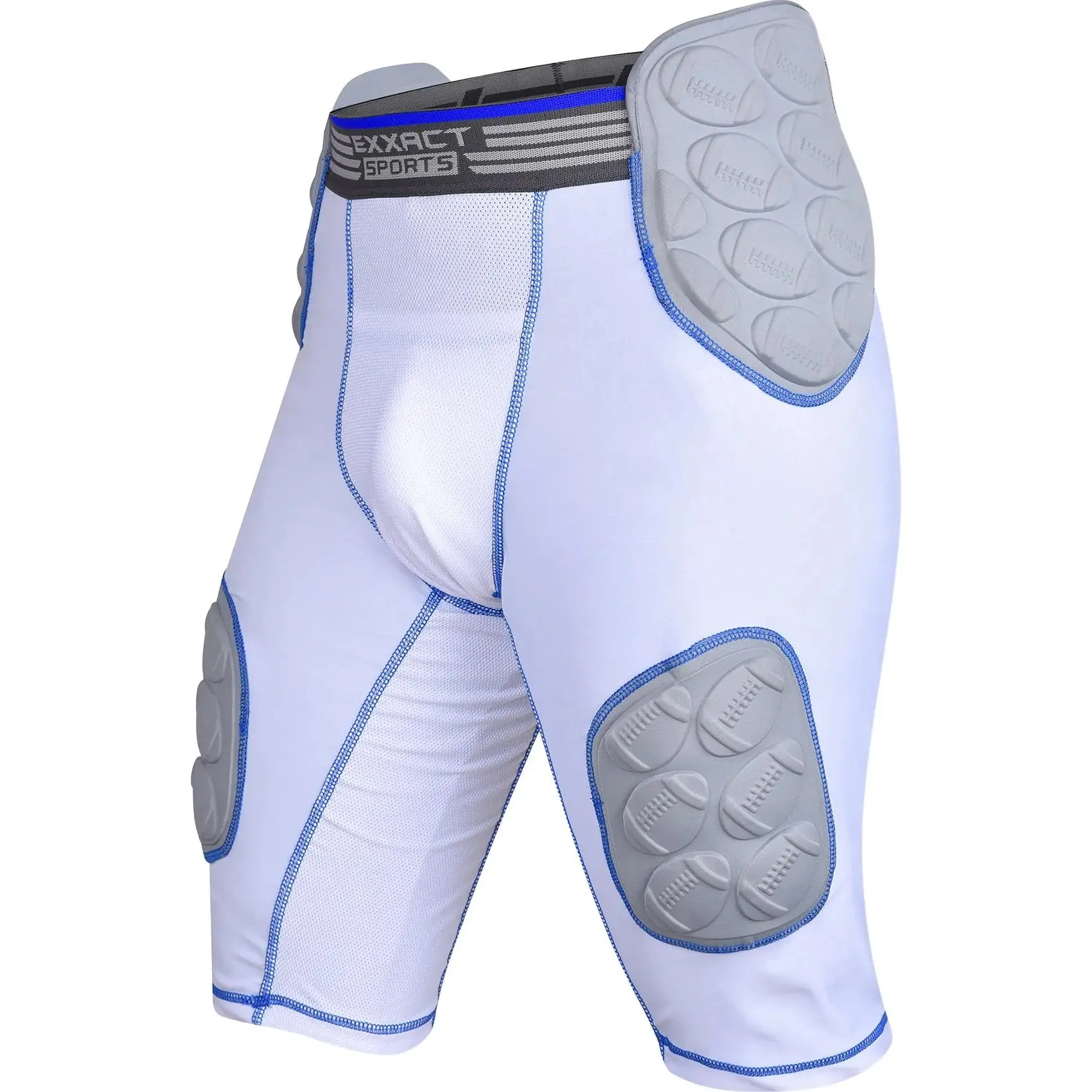 Exxact Sports Youth American Football Girdle, Fitted 5-Pad Compression with Cup Pocket, EVA Foam Pads, 4-Way Stretch Breathable Moisture-Wicking Spandex-Mesh Fabric, Snug Secure Fit, Machine Washable