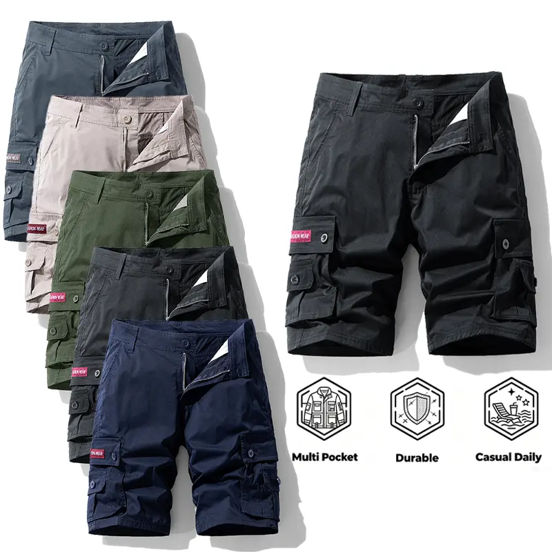 1 Pack Mens Classic Cargo Shorts with Multi Cargo Pockets Durable Breathable for Daily Work Outdoor Casual Wear summer casual cargo short Versatile solid hiking men everyday trending activity clean outing simple holiday