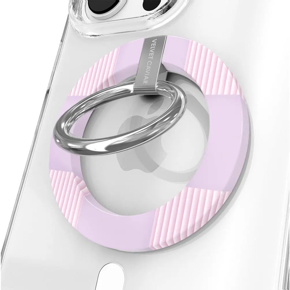 Velvet Caviar Lilac Vibe Checkered MagSafe Phone Ring Holder - Magnetic Smartphone Grip & Stand, Stylish Phone Accessories for iPhone