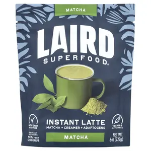 Laird Superfood Instant Latte, Matcha + Cramer + Adaptogens, Matcha, 8 oz (227 g)