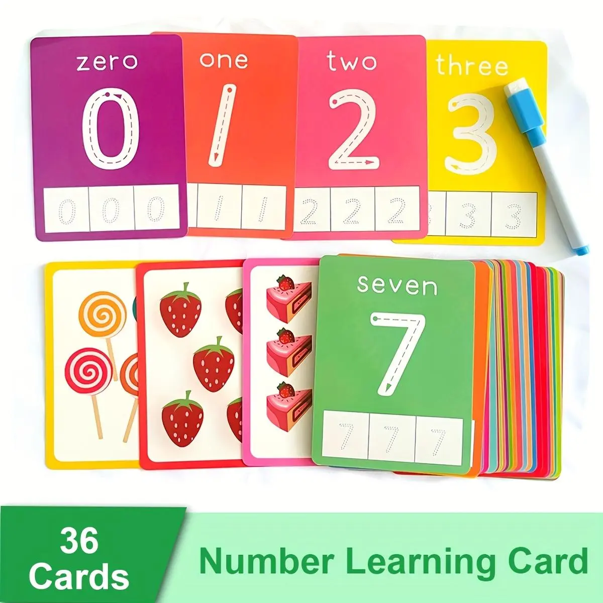 Alphabet/Number/Math Learning Card, 36pcs/set Learning Card with Erasable Pen, Learning Card for Preschoolers & Kindergarten Learning Activities, Visual Stimulation Cards, Preschool Learning Tool, Learning Flash Cards