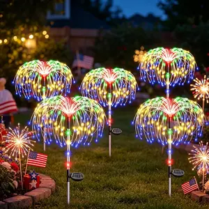 2026 Spring New Solar Firework Decorative Light, with Luminous Rod, Light Sensor, Multicolor LED, Shape Available, Festive Atmosphere Decorative Light, Perfect for Outdoor, Garden, Lawn, Terrace, Gardening Decoration, Christmas, Solar Garden Lights