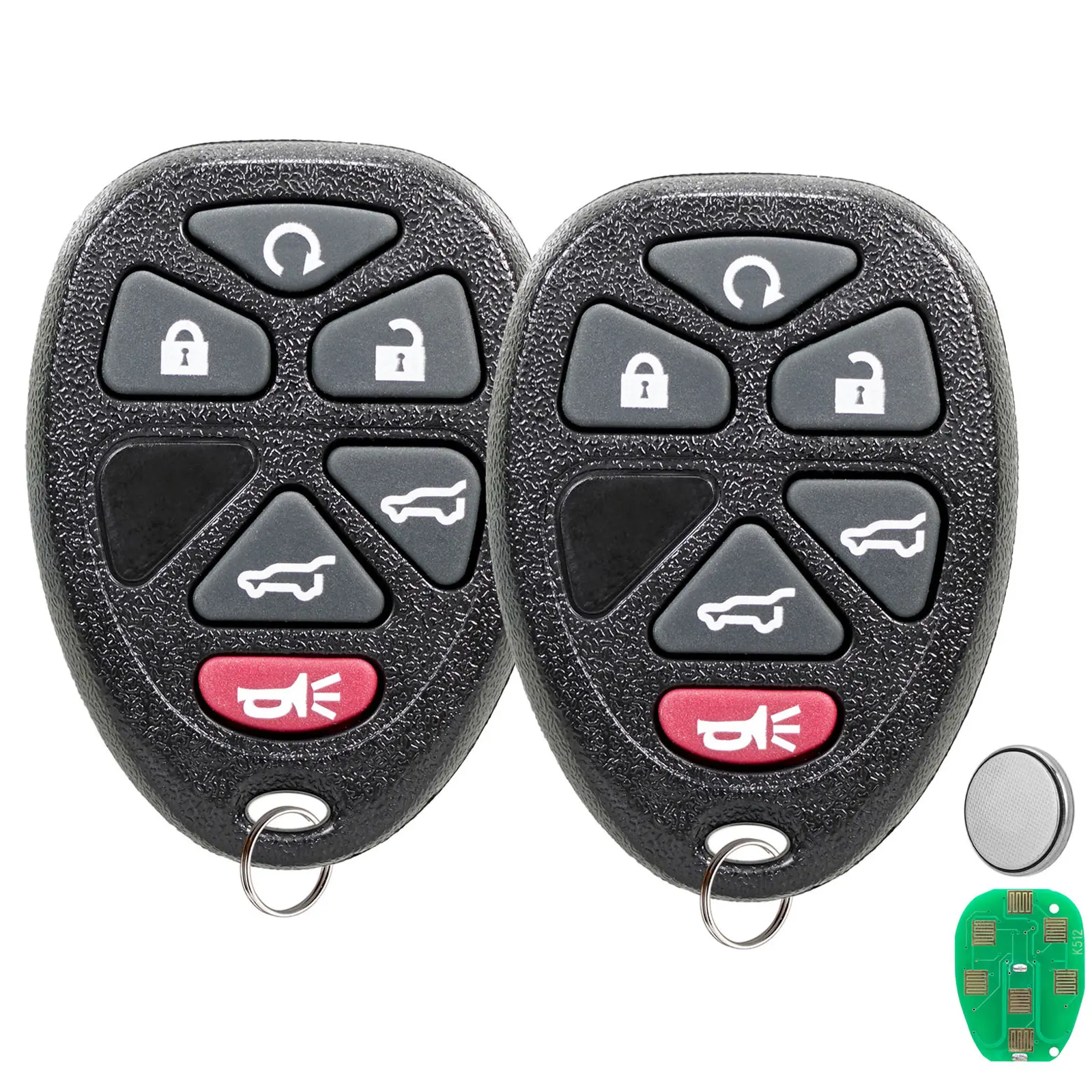 Metal 2x 6-Button Remote Key Fob Accessory, Replacement for 2007-2014 Chevrolet Suburban/Tahoe, Cadillac Escalade, GMC Yukon - OUC60270 OUC60221 (Includes 2x Remote Key Fob)