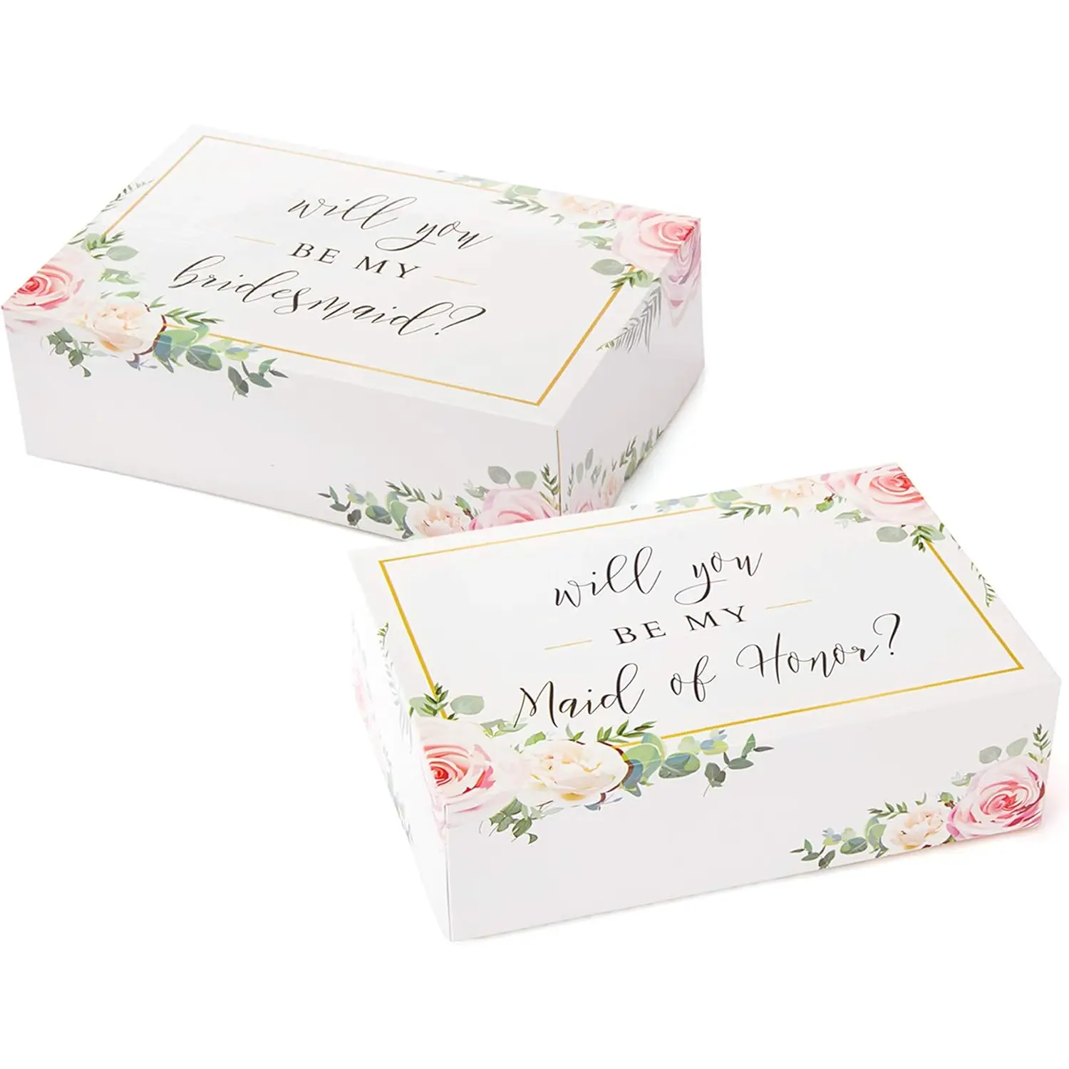Bridesmaid Proposal Box Set (6 Pack) 1 Maid of Honor Proposal Box and 5 Will You Be My Bridesmaid Boxes I Floral Bridesmaid Box for Bridesmaid Gifts Pop Fizz Designs