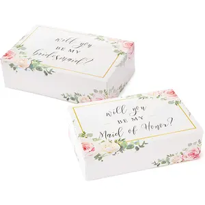 Bridesmaid Proposal Box Set (6 Pack) 1 Maid of Honor Proposal Box and 5 Will You Be My Bridesmaid Boxes I Floral Bridesmaid Box for Bridesmaid Gifts Pop Fizz Designs
