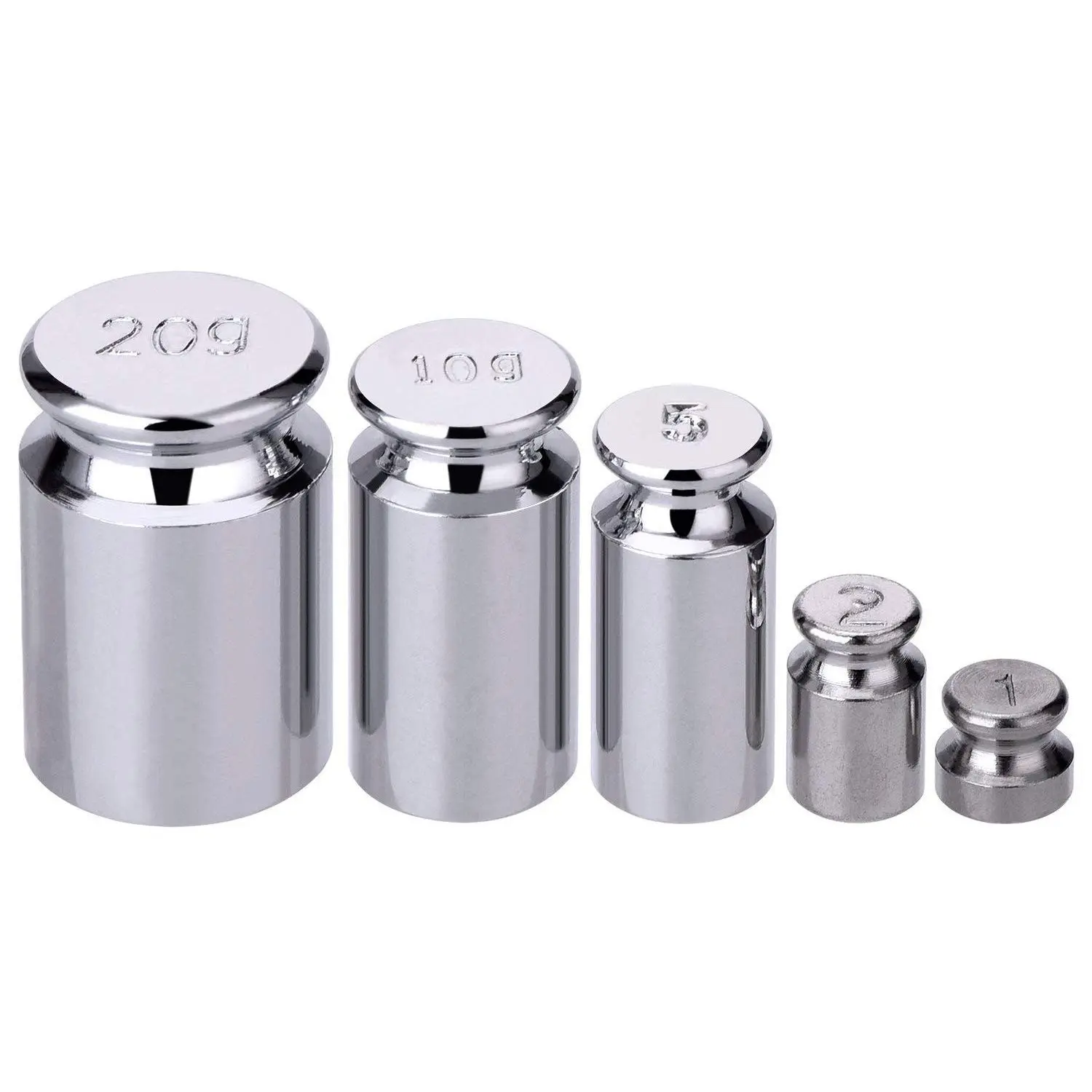 5PCS Gram Calibration Weight 1g 2g 5g 10g 20g Chrome Plating Calibration Gram Scale Weight Set Kit for Digital Scale Balance Jewellery Scale Balance Home Tool