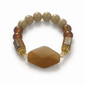Sanaa Bracelet with Brown Beads and Gold Accents for Women's Fashion Jewelry