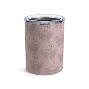 Baby Pink Tumbler 10oz, Angel Number 1111 Change is Coming, Numerology Gift, Positive Energy Cup, Manifestation Gift, Law of Attraction Gift
