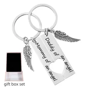 Angel Wings Heart-Shaped Keychain Set -- Unique Wings Pendant -- Two-Piece Set -- Couple's Gift for Girlfriend or Boyfriend, Never to Be Apart
