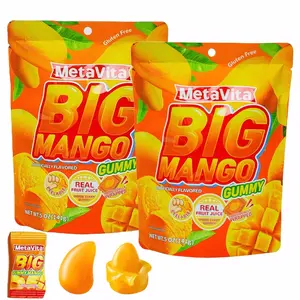 (2 Packs) MetaVita - Big Mango Gummy Candy – Individually Wrapped Peelable Mango Gummies with Real Puree – Chewy, Gluten-Free – Total 10oz