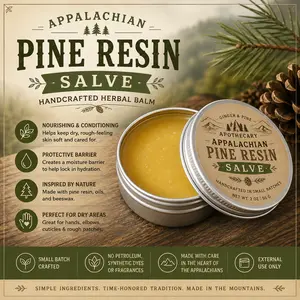 Appalachian Pine Resin Salve - Handcrafted Beeswax Alcohol-Free Multi-Ingredient Botanicals Body Balm, Nourishing Dry Skin Moisturizer for Outdoor Care