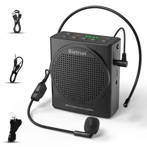 Bietrun Voice Amplifier with Wired Microphone Headset, 20W Rechargeable Mini Portable Voice Amplifier for Teachers, 6H Working Time, with Bluetooth for Teaching, Coach, Instructor