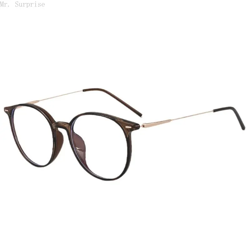 Women's Ultra-Light Tea Gold Eyeglass Frame - Korean Cold Tone Makeup-Friendly Eyewear, Prescription-Compatible & Gold-Framed Non-Prescription Glasses