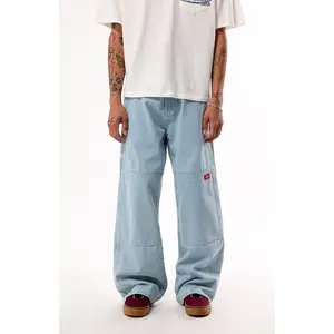 Dickies Men's Light Blue Double Knee Loose Straight Jeans